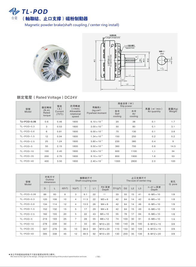 法蘭式磁粉制動器規(guī)格尺寸參數(shù)表